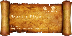 Molnár Miksa névjegykártya